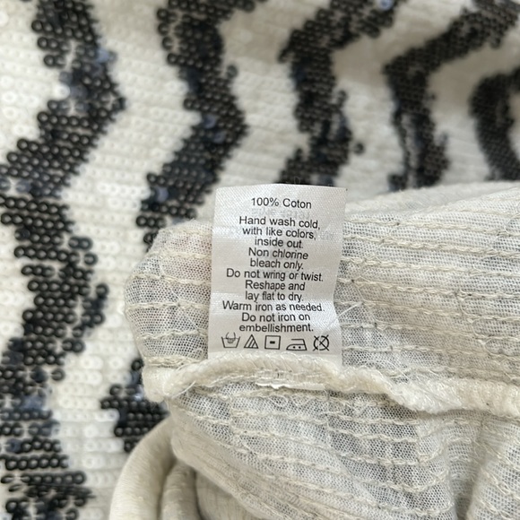 J Crew Sequined Tank Top Chevron Black White Medium 100% cotton - Picture 9 of 14